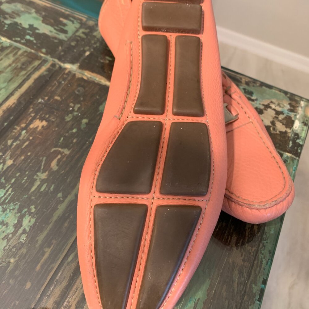 Prada Coral Pink Leather Loafers with Silver Hardware – Made in Italy – Size 8 - Picture 7 of 9